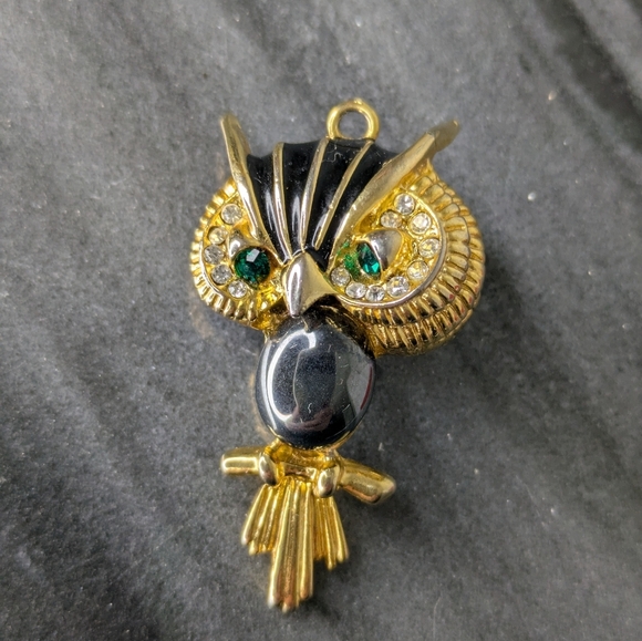 Owl Brooch/Pendant Hematite *small flaw* - Picture 1 of 4